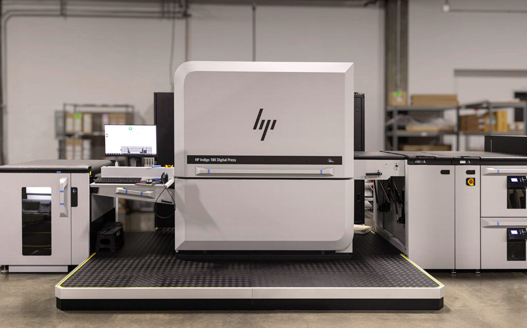 HP Indigo 18K high-production digital press installed on a commercial print floor